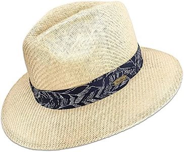 Panama Jack Mens Straw Safari Sun Hat - Lightweight, 3-Pleat Ribbon Band