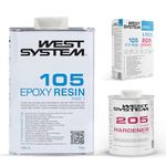 WEST SYSTEM Epoxy Resin and Hardener - 105/205 A Pack - Marine Grade Epoxy for Wood, Metal & Fibreglass, Suitable for Outdoor Use, Furniture & DIY – Ideal for Polyester Surfaces & Gap Filling