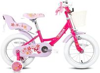 STITCH Unicorn 14 Inch Girls Bike for 3-5 Years Old Kids, 14 Inch Girls Bike with Basket&Stabilisers& Doll Seat,Purple…