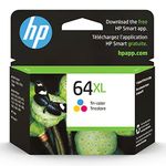 Original HP 64XL Tri-color High-yield Ink Cartridge | Works with HP ENVY Photo 6200, 7100, 7800 Series | Eligible for Instant Ink | N9J91AN