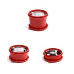 oliveware SOPL (Logo) with Device Benny Microwave Containers with BPA Free Airtight Lid, Leak Proof, 3 Inside Steel Container (290 ml, 450 ml & 600 ml), Home & Office Use - Red