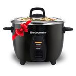 Elite Gourmet Maxi-Matic Electric Rice Cooker with Stainless Steel Inner Pot Makes Soups, Stews, Porridge's, Grains and Cereals, 10 cups cooked (5 Cups uncooked), Black, ERC-2010B