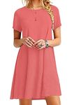 YMING Women’sCasual Mini Dress Flowy A Line Dress Cotton Skater Dress Loose Fit Coral S