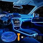 EL Wire Car LED Interior Strip Light USB Neon with 6mm Sewing Edge - 197 inches Glowing Electroluminescent (EL) Wire, Ambient Lighting Kit Car Decorations (5M/16.5FT, Blue)