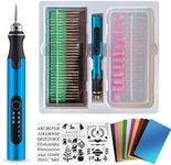 USB Engraving Pen with 47 bits,10Metal Business Card Blanks,Electric Engraver Machine Cordless Engraving Tools Engraved Jewelry Metal Resin Plastic Stone