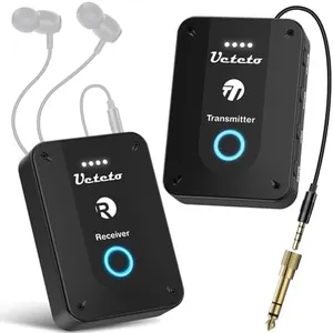 Ueteto Wireless in Ear Monitor System 2.4G Stereo IEM System with Transmitter Beltpack Receiver Automatic Pairing, for Studio, Band Rehearsal, Live Performance