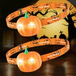 EverBrite Halloween Pumpkin Headlamp for Kids Halloween Gifts for Children,2 Modes LED Head Lamp, Adjustable Headband Halloween Party Favors for Kids, Orange Spot & Strobe Lights 2 Pack