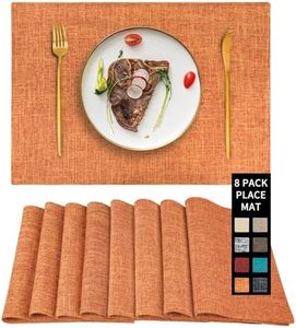 Cloth Placemats Set of 8, Linen Type Fabric Fall Placemats Table Mat, Machine Washable Rustic Place Mats Heat Resistant Placemats Wrinkle Free Thick Kitchen Place Mats for Dining Table, Orange 12"x18"