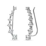 LeCalla 925 Sterling Silver BIS Hallmarked Rhodium Plated Cubic Zirconia Cartilage Ear Cuffs Hoop Climber Earrings for Women and Girls