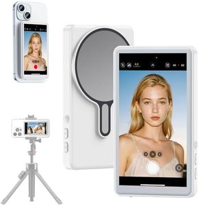 WONNIE Magnetic Phone Vlog Selfie Monitor Screen,4K 60fps Wireless Recording,Bluetooth Remote Back Camera Monitor for Selfie Vlog Live Stream TikTok,Compatible with iPhone & Android White,4.02inch