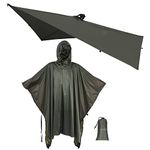 onewind Hooded Rain Poncho for Men and Women Versatile Survival Shelter Camping Gear Silnylon Rain Coat Waterproof Breathable lightweight reusable, and packable on the go rain protection, OD Green