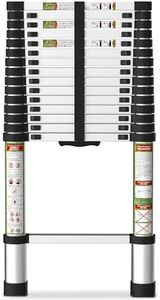 SPIEEK Telescoping Ladder for RV & Attic, 20.3FT Aluminum Extension Ladder with Dual Locking Mechanism, Max Load 330lbs, Compact Foldable Ladder for Roof, Home, Travel Trailer & Multi-Surface Use