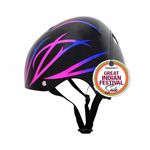 STREETJAM Open Face Helmet for Kids, Hard PP Outer Shell, EPS Inner Comfort Linner case, Adjustable Strap & Size Adjuster Dial, Unisex Kids Helmet (Styke - Black/Magenta/Blue, 8-13 Years)