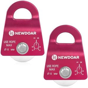 NewDoar Micro Mobile Single Pulley,20kN(4500 lb) Max Rope 1/2in for Rigging Arborist Climbing Rescue,CE Certified(20KN Red 2pcs)