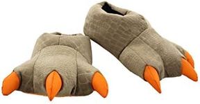 Jurassic World Kids Dinosaur 3-D Claw Feet Plush Slippers (13-1 M US Little Kid, Light Brown)