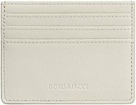 DORIS&JACKY Minimalist Leather Card Holder Wallet, Slim Lambskin Credit Card Case Card Protector, 6 Card Slots Thin Business Wallet for Men and Women (DS901-White)