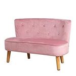 Children Sofa Couch, 2 Seater Kid Couch, Kid Upholstered Chair with Velvet Fabric for Kid Gift (Pink)