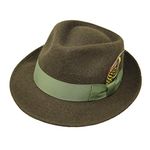 Alpaca Doyle - Teardrop Fedora Hat - Premium Alpaca Wool Felt - Crushable for Travel - Water Resistant - Unisex - Moss Green 56cm