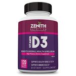 Zenith Nutrition Vitamin-D3 120 Veg Capsules | Support for Your Heart, Bones & Teeth | Lab tested