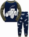 Popshion Tractor Pyjamas Boys long Sleeve Glow in the Dark Pjs Kids Cotton Winter Toddler Truck Pyjama 9-10 Years