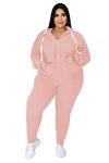 Tycorwd Women's Plus Size Two Piece Outfits Sweatsuits Sets Long Sleeve Loungewear Tracksuit Sets, Pink, X-Large Plus