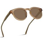 WearMe Pro Polarized Classic Round Retro Women's Sunglasses, Light Crystal Brown / Brown Lens, One Size