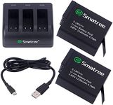 Smatree Battery (2-pack) With 3-Channel Charger Compatible with Gopro Hero 7/6/5 Black, Hero 2018 Black