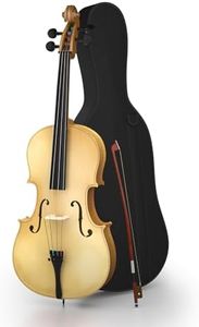 Doredo Cello 4/4 Kit, Acoustic Cello for Adults,Students,Beginners,Complete Full Size Chello Instruments Set with Portable Bag, Bow, Rosin, Matte Golden