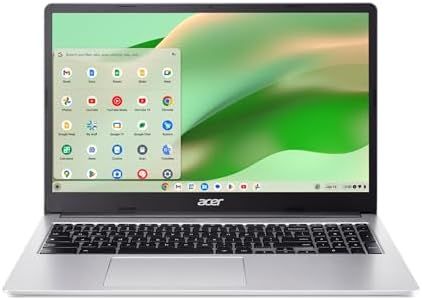 Acer Chromebook 315 Laptop | Intel Celeron N4500 | 15.6" Full HD IPS Display | Intel UHD Graphics | 4GB LPDDR4X | 64GB eMMC | Intel Wi-Fi 6 | DTS Audio | USB Type-C | Chrome OS | CB315-4H-C8XU,Silver