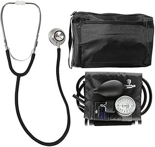 MABIS Blood Pressure Cuff and Dual Head Stethoscope Kit, Combination Home Sphygmomanometer with Calibrated Nylon Cuff, Professional Quality, Carrying Case, Black