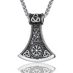 Norse Jewelry for Men Leviathan Axe of Perun Pendant Stainless Steel Medallion Pendant Celtic rune Necklace