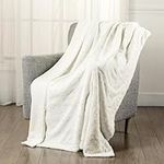 Home Beyond & HB design - Plush Faux Fur Throw Blankets for Couch Chair Sofa Bed - Soft Warm Decorative Shaggy Throw Blanket- 50 x 60 Inch, White