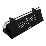 Cute Cat Zipper Pencil Case Holder Pen Bag Office School Student Stationery Storage Organizer for Women Boys Girls, Black Lovely and Attractive