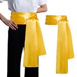 Dxhycc Satin Pirate Sash Medieval Renaissance Large Sash Halloween Costume Waist Sash, Golden Yellow