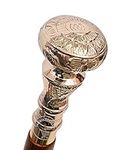 Samara Nautical Vintage Brass Handle Victorian Telescope Fold able Wooden Walking Stick Walking Cane