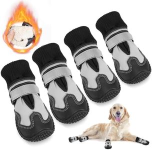 SlowTon Dog Boots, Winter Warm Dogs Shoes for Small Medium Large Breed, Waterproof Paw Protector Anti-Slip Rubber Booties for Walking Running Rain Snow Cold Weather（#7 Width 2.8"）