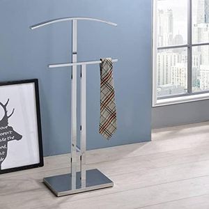 Kings Brand Furniture - Dossi Metal Suit Valet Stand, Clothes Rack, Clothing Organizer, Jacket Hanger, Tie Hanger (Chrome)