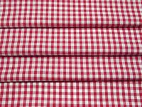 Prestige Fashion Red & White Gingham Cotton Fabric, 1/4" Checks, 114 wide, Sold by the Meter