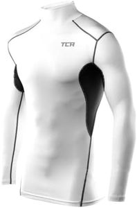 TCA Boys' HyperFusion Compression Base Layer Top Long Sleeve Under Shirt - Mock Neck - White/Gray, 8-10 Years (Boys Medium)