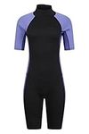 Mountain Warehouse Shorty Womens Wetsuit -2.5mm Thickness, Neoprene Ladies Swimsuit, Extended Puller, Flatlock Seams - For Spring Summer, Scuba Diving, Swimming Dusky Purple 12-14