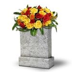 GRPFS Cemetery Saddles for Headstones,Large Artificial Headstones Flower for Saddle-Realistic Red & Yellow Rose Magnolia Mix Arrangement for Outdoor Memorial Decorations, Durable & Easy Fit