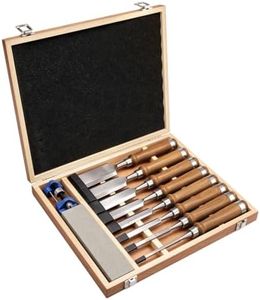 10-Piece Wood Chisel Set, 60CrV Steel, 8 Chisels, Honing Guide & Stone