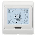 Wengart Room Thermostats WG809,7-day Programmable LCD Display Touch Screen 230V 3A for Radiant Floor Heating White