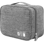 GOCART WITH G LOGO Polyester Electronics Organizer Bag Carrying Pouch Travel Universal Cable Organizer Electronics Storage Bag Accessories Cases For Cord, Charger, Earphone, Usb, Sd Card (Grey)