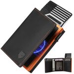 DODENSHA MagSnap Wallet for Men I Slim Wallet with Coin Pocket I Card Holder Wallet for 10+ Cards I Magnetic Closure Card Wallet I RFID Protection I BlackOrange