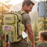 SHARKMOUTH Military Diaper Bag for Dad: 900D Polyester Ripstop 300% Tougher - 40L Large Capacity with Changing Mat for 72H Hiking/Camping Outdoor Activities - for Outdoor Enthusiast Dads (Tan)