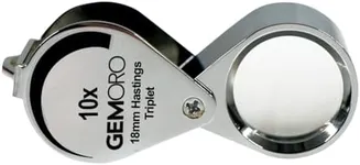 GemOro Jewelers Loupe Magnifier | Chrome Hastings Triplet 10x Jewelry Eye Loop Magnifying Glass Monocle for Watch Repair Diamonds Coins Plants Gems Stamps Rings Earrings | Pocket Microscope (18mm)