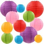 UNIVERSAL BUYER Round Hanging Ball Paper Hanging Lantern Paper Lamp for Decoration at Party Birthday Multicolor, Multicolor Paper Hanging Lantern (12 Inch, 20)