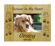 Darling Souvenir Personalized Wood Engraved Dog Memorial Picture Frame - Loss of A Pet Gift - Forever in My Heart -5 x 7 Inches Horizontal