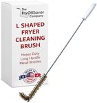 L Shape Fryer Cleaning Brush, Heavy Duty, High Temp for Deep Fryer Coil, Long Handle, Metal Bristles, Perfect Cleaning Tools, Ideal for Kitchen & Restaurant Good Up to 750F by FryOilSaver Co. B53C